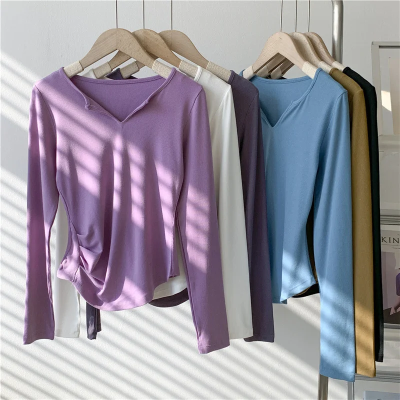 

Современная униформа для танцев: женская укороченная футболка с длинным рукавом, плиссированным дизайном и высокой талией, удобная одежда для танцев