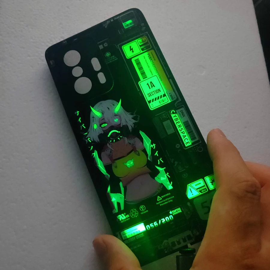 LED Flash Girl Phone Case For Huawei P40 P30 Lite P20 P50 Pro Mate 40 30 Pro Honor 50 20 Pro 9X 8X Luminous Glass Bumper Coques
