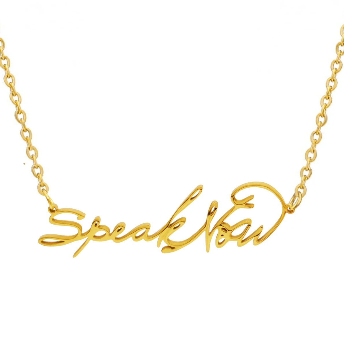 Stainless Steel Link Chain Taylor Signature Speak Now Name Lovers Pendant Necklace for Women Fans Evermore Fashion Jewelry