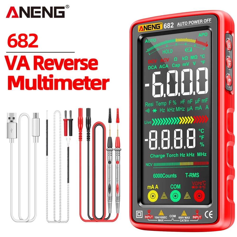 ANENG 682 Smart Professional Multimeter AC/DC Ammeter Voltage Tester Rechargeable Electric Ohm Diode Tester Tool for Electrician