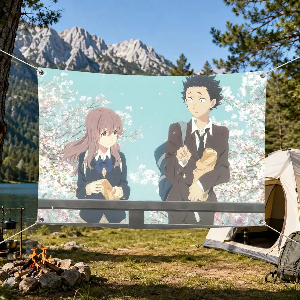 Anime A S-Silent V-Voice Flags Aesthetic Wall Tapestry Printed Wall Hanging Living Room Party Outdoor Decor