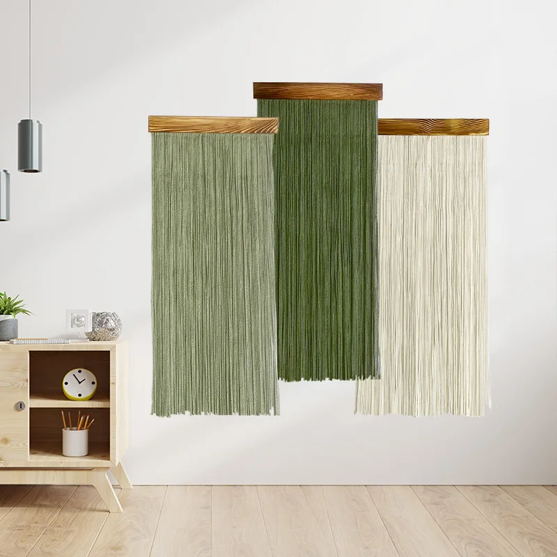 Solid Color Fringed Tapestry Wall-mounted Bed and Breakfast Bedroom Curtain Cotton Rope Decorative Home Ins Wind