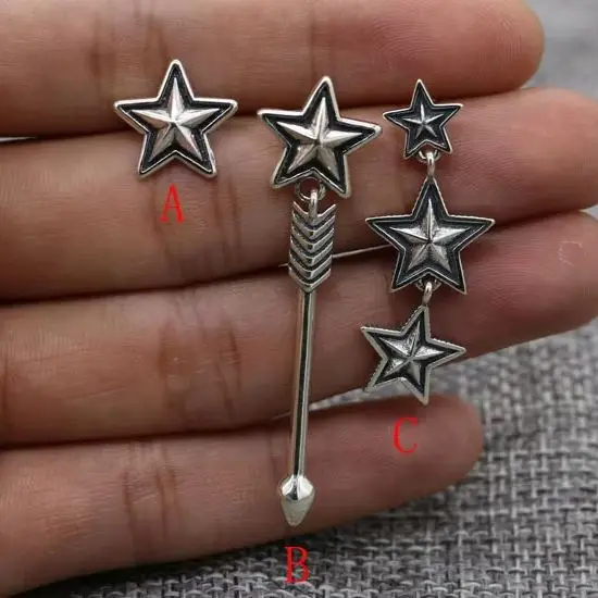 

Серьги Cody Trendy Personality Jewelry с пятиконечной звездой, женские, из стерлингового серебра 925 пробы, длинные, винтажные, в стиле панк и хип-хоп