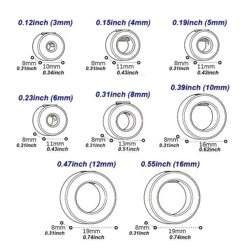 Adjustable Drill Depth Stop Bit Collar Set Positioner Limit Ring Allen Wrench Tighten The Stopper Set-Screws Woodworking Tool