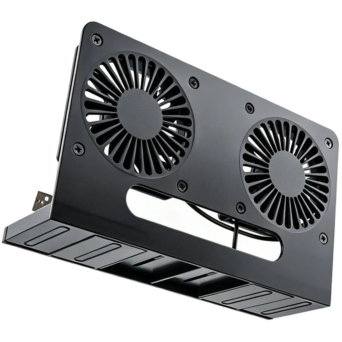 Vertical Dual Fan USB 5V Cooler Bracket Router Cooling Stand Retractable Base with Switching Wire for Modem Router Black
