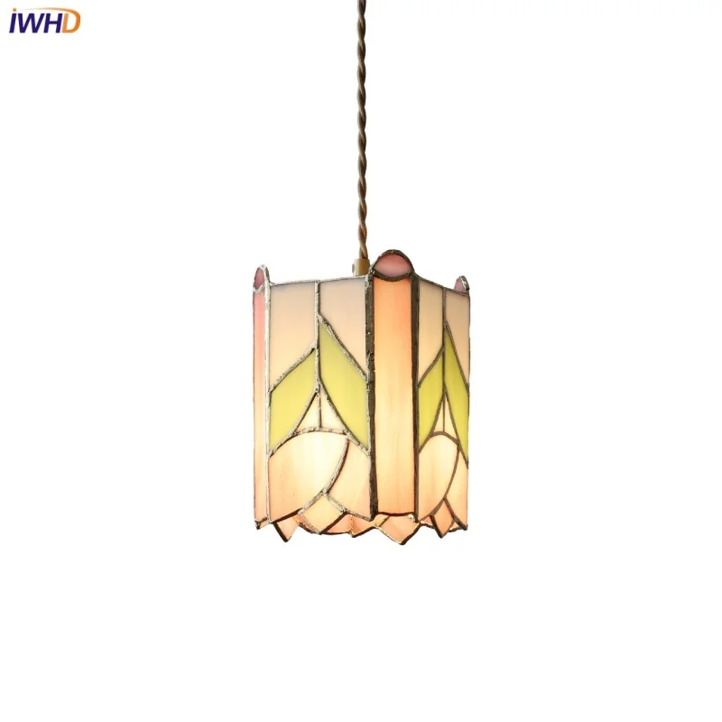 

IWHD Colorful Retro LED Pendant Lights Study Dining Living Room Glass Vintage Wire Adjustable E27 Hang Lamp Luminaira pendente