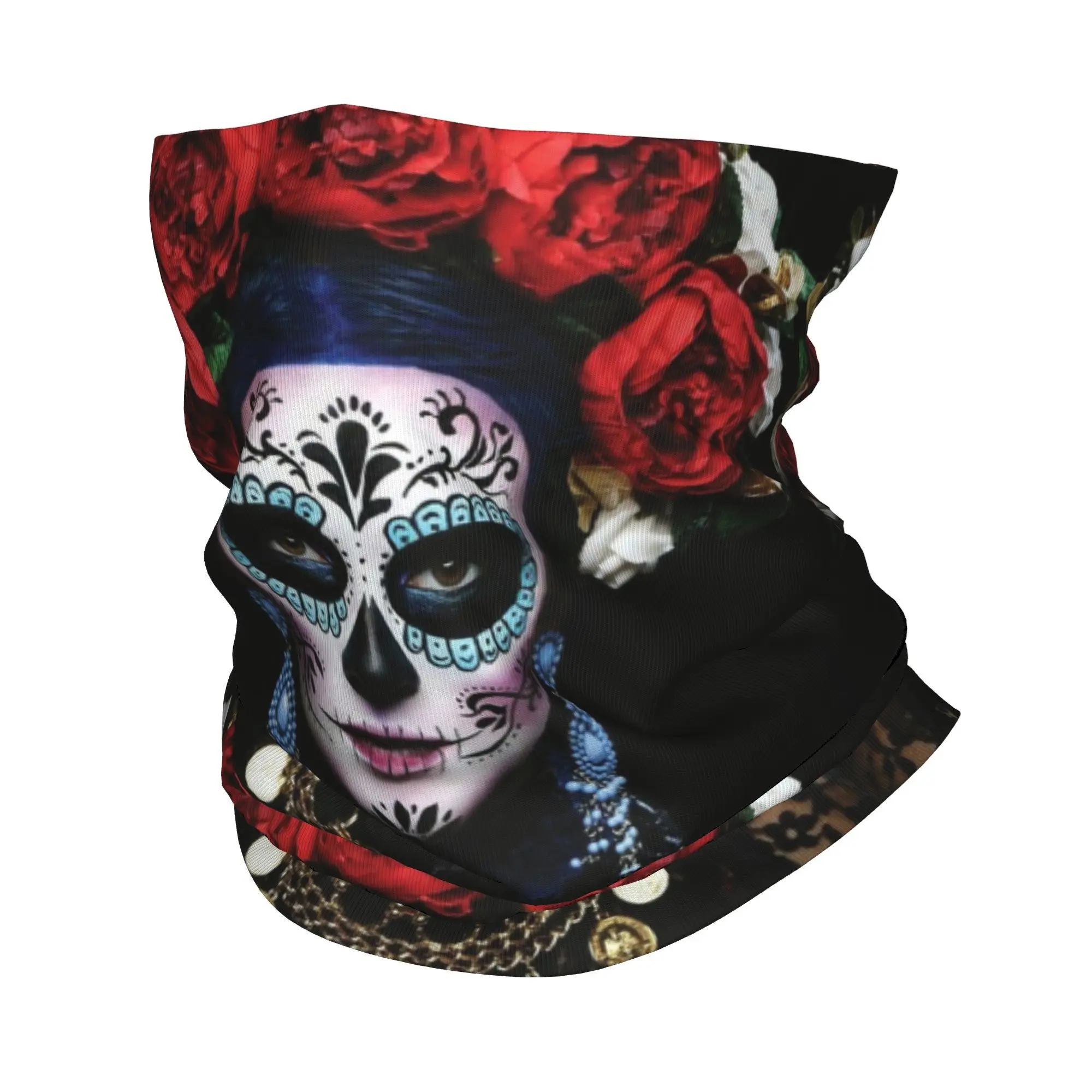 

Sugar Skull Bandana Neck Cover Printed Halloween Horror Face Scarf Warm Headwear Running for Men Women Adult Breathable