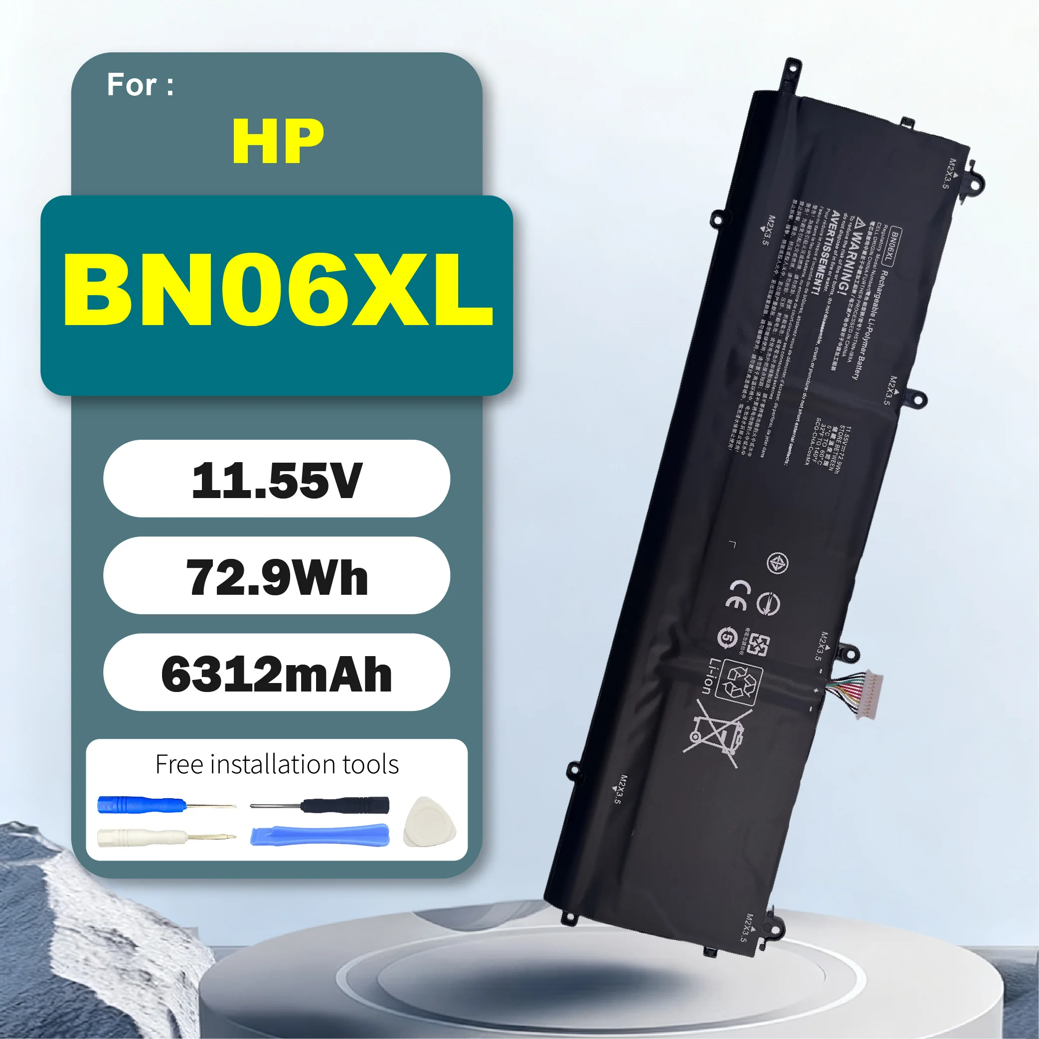 

BN06XL 11.55V 72.9Wh Laptop Battery Replacement for HP Spectre X360 15-EB0005UR 15-EB0025TX L68235-1C1 HSTNN-IB9A 68299-0055