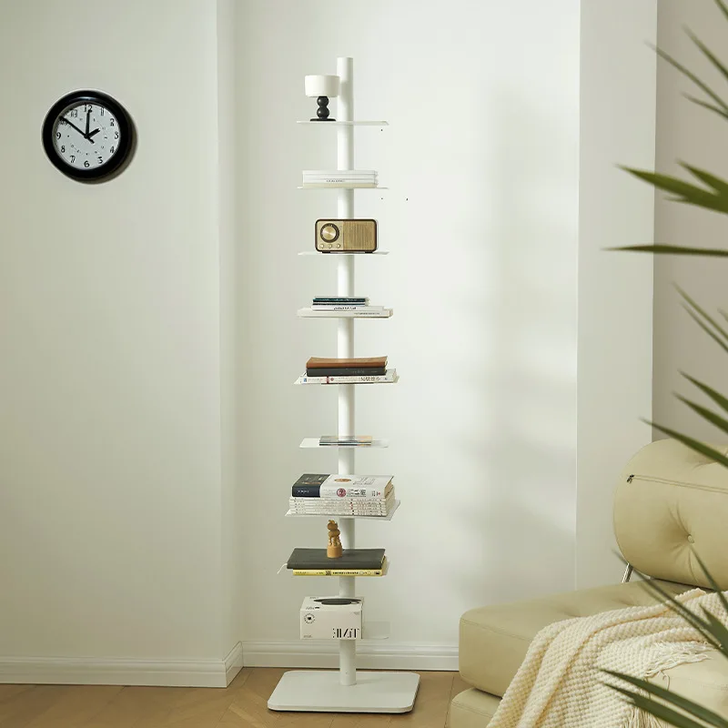 Wrought iron living room corner bookshelf floor storage creative Internet ins wind rotating multi-layer bookcase