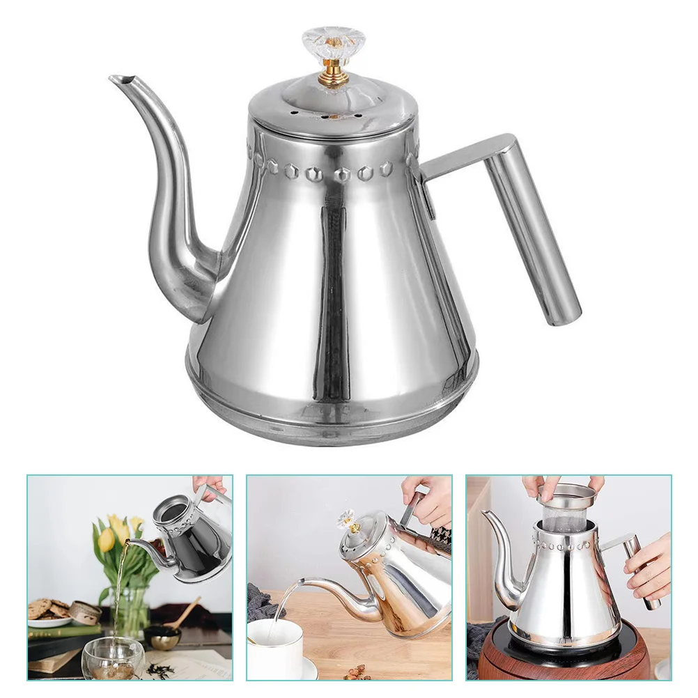 

Stainless Steel Tea Kettle Large Capacity Hot Water Pot For Home Boiling Coffee Oatmeal Soup Polished Ergonomic Handle