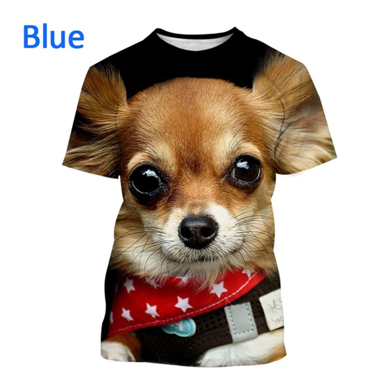 Cute Animals 3d Mens Graphic Tshirts Women Funny Chihuahua Dog Pattern T Shirt Kid Street Breathable O Neck Short Sleeve T-shirt