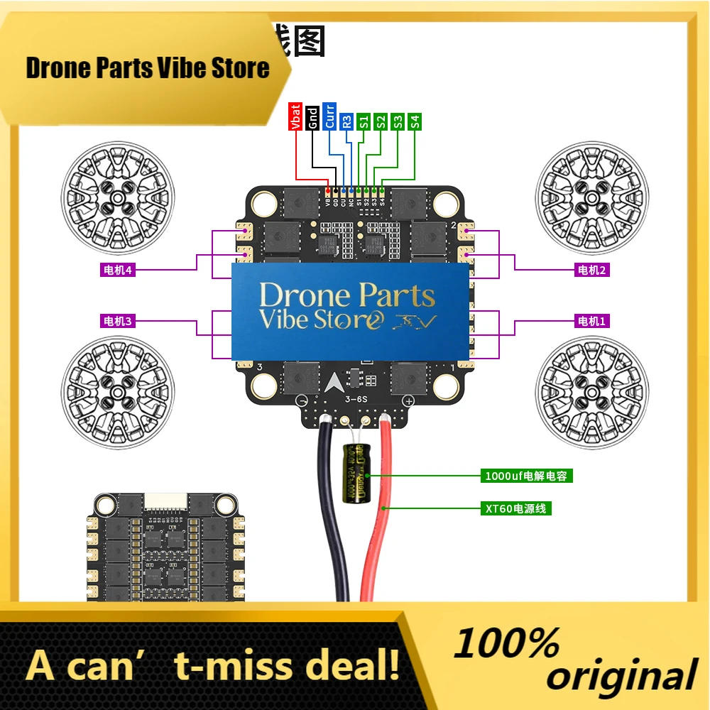 

DronePF405 Flight Controller & BLHeli_S 50A/55A/60A 4in1 ESC Stack, 3-6S FPV Combo, STM32F405 FC,For RC FPV Racing Drones