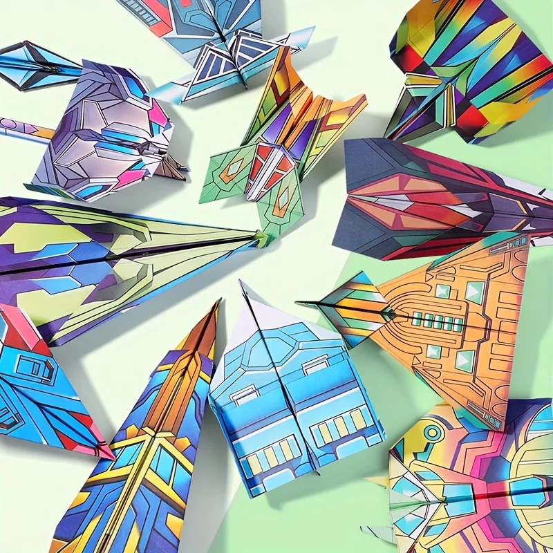 Origami Airplanes for Kids, 36 Paper 12 Model Planes DIY Flying Craft Kit, Fun Arts Toy for Boys Girls Ages 3+ In/Outdoor Play
