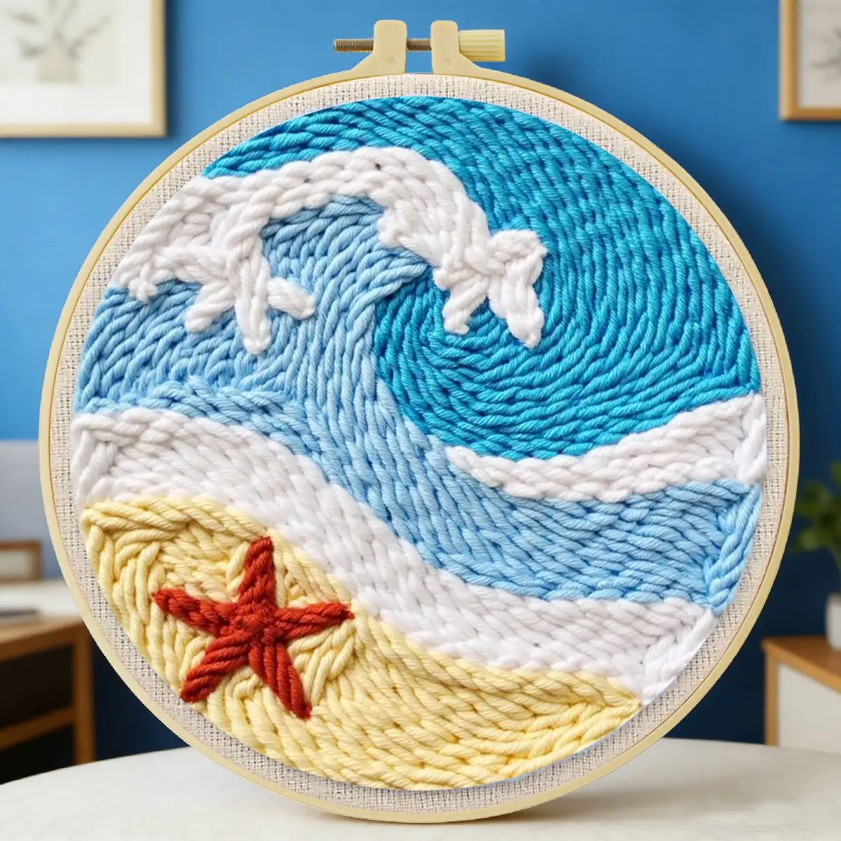 20X20CM/7,87 Zoll Wellen-Sticknadel-Set, Stickerei-Kit, gestrickte Stickerei, DIY, handgemachtes Geschenk, Heimdekoration – Detail 6