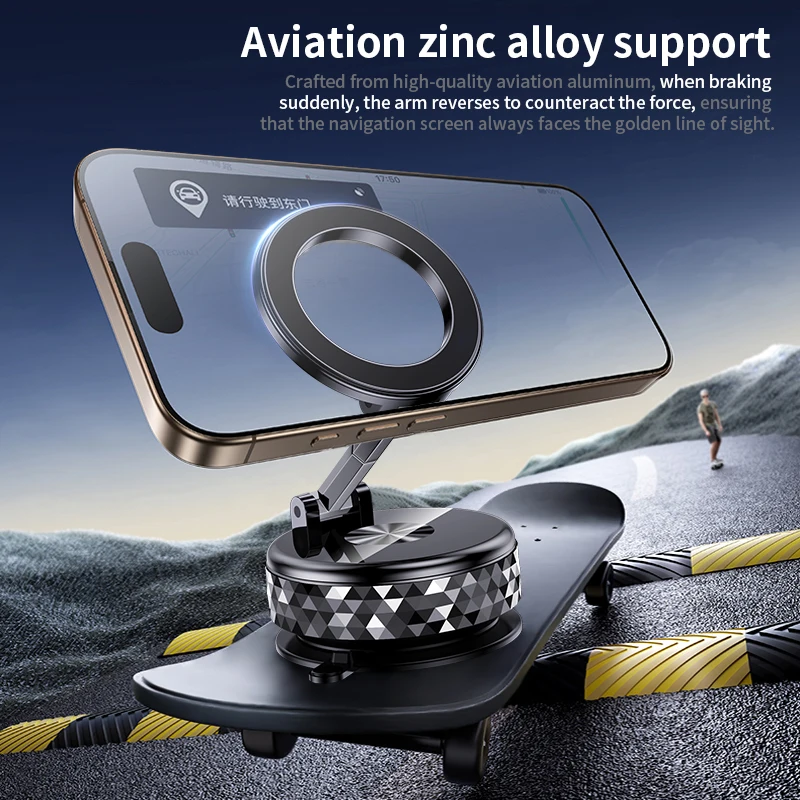 Vacuum Magnetic Phone Holder Portable 360° Multifunctional Foldable Rotatable Suction Cup Stand For iphone 17 Samsung Bracket