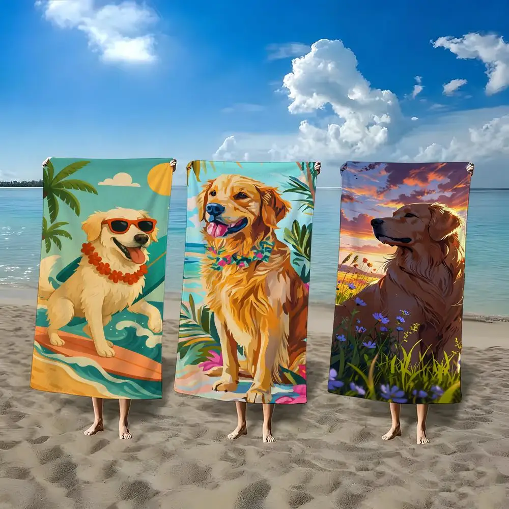 Soft Pastel tropical dog Towel ultra-fine fiber quick drying absorbent bath towel, outdoor swimming sports towel