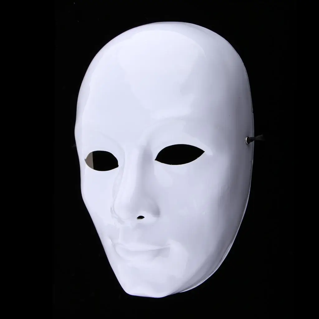 White Adult Mask Blank Male Mask Halloween Costume Unpainted Mask
