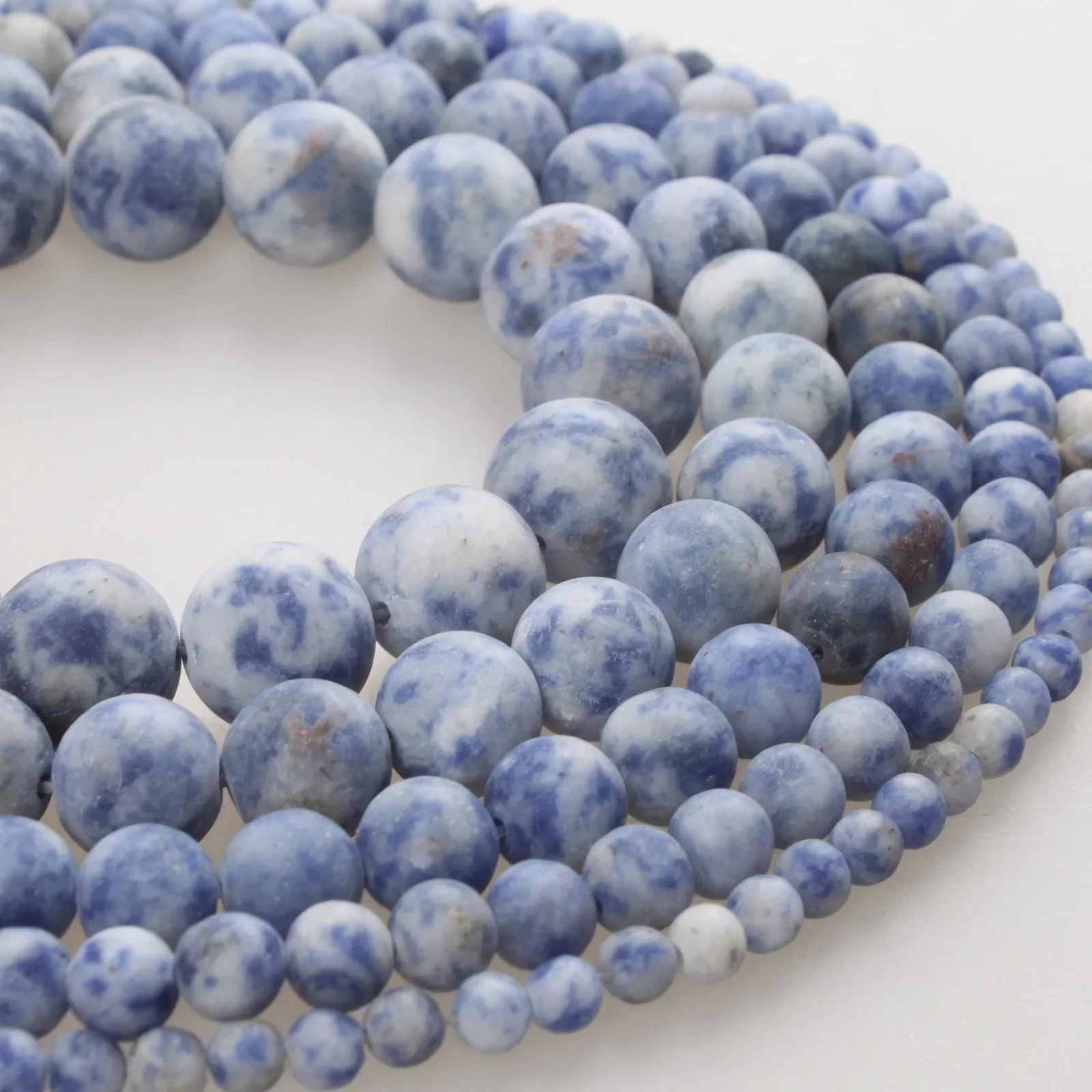 

100% Natural Stone Beads Frosted Matte Blue Dot Beads Round Loose Beads 4 6 8 10 12mm For Bracelets Necklace Jewelry Making