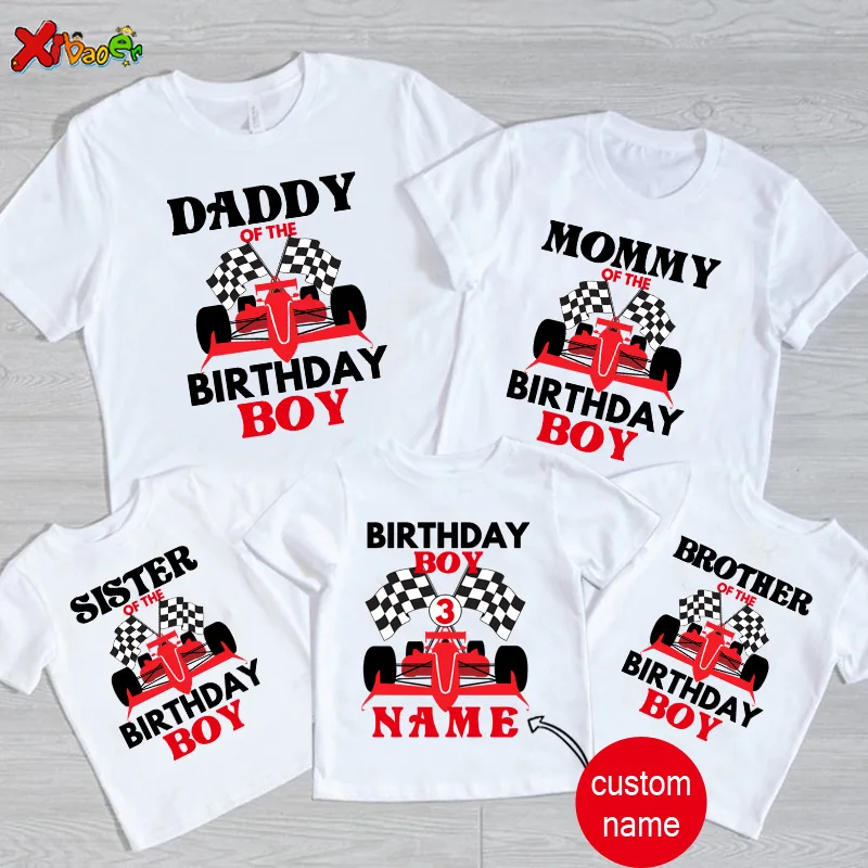 Racing Car Shirt Birthday Shirt for Family Shirt Matching Tshirt Party Matching Clothes Boys Outfit Custom Name Formula One Race