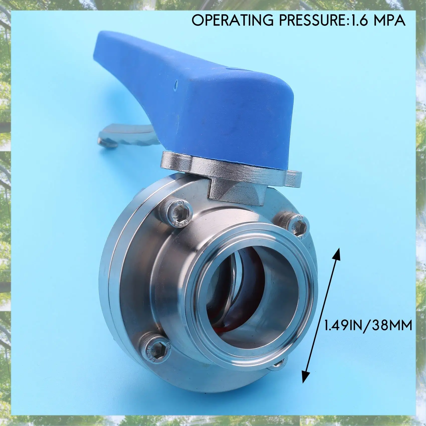 Premium-1-1/2 Inch 38Mm SS304 Stainless Steel Sanitary 1.5 Inch Tri Clamp Butterfly Valve Squeeze Trigger For Homebrew Dairy Pro