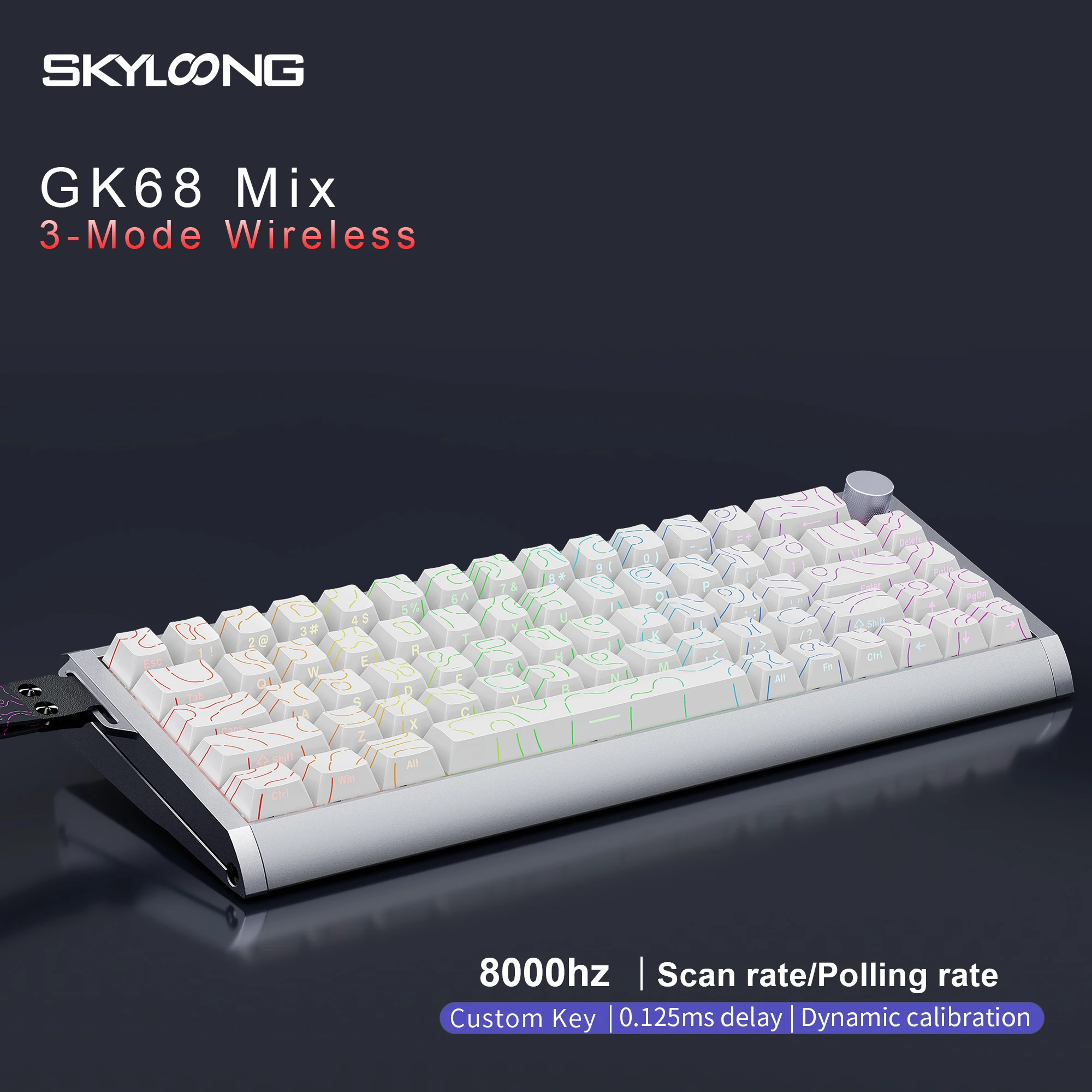 

SKYLOONG GK68 Mix 3-режимная беспроводная клавиатура Гибридный переключатель алюминиевый корпус 8 кГц PBT колпачок RGB с подсветкой офисная/игровая клавиатура для ПК
