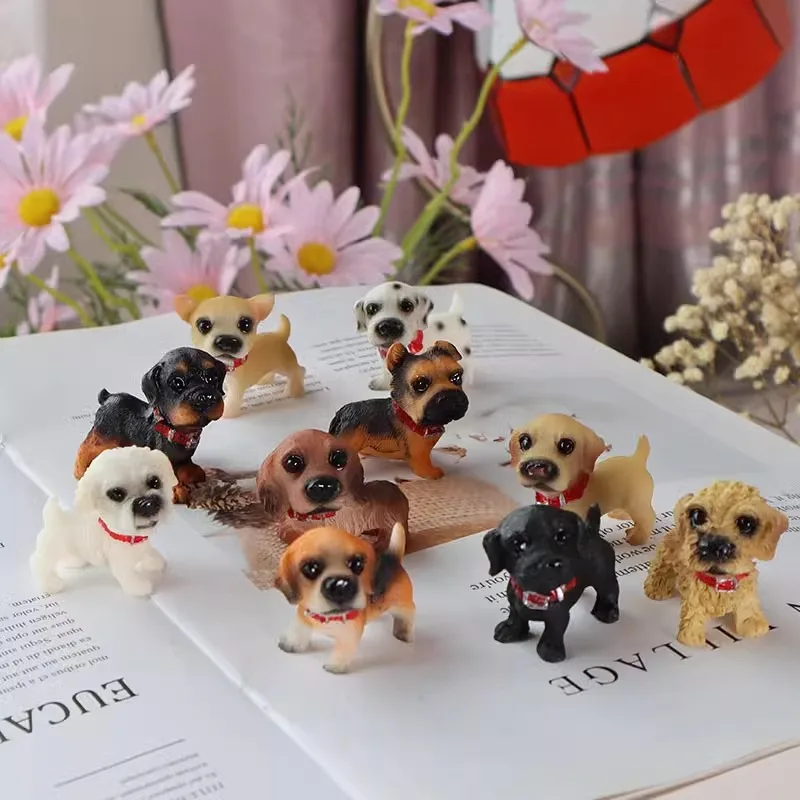 

10pcs cute pet dog ornaments resin crafts mini simulation dog Home decor birthday gifts for friends classmates Children students