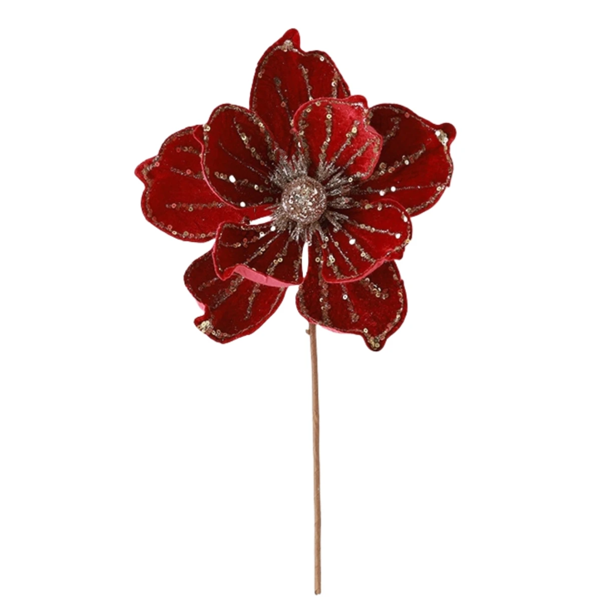 Christmas Wreaths Decorations 25cm Flower Stem Glitter Poinsettias Brightness And Even Distribution Glittery And Festive