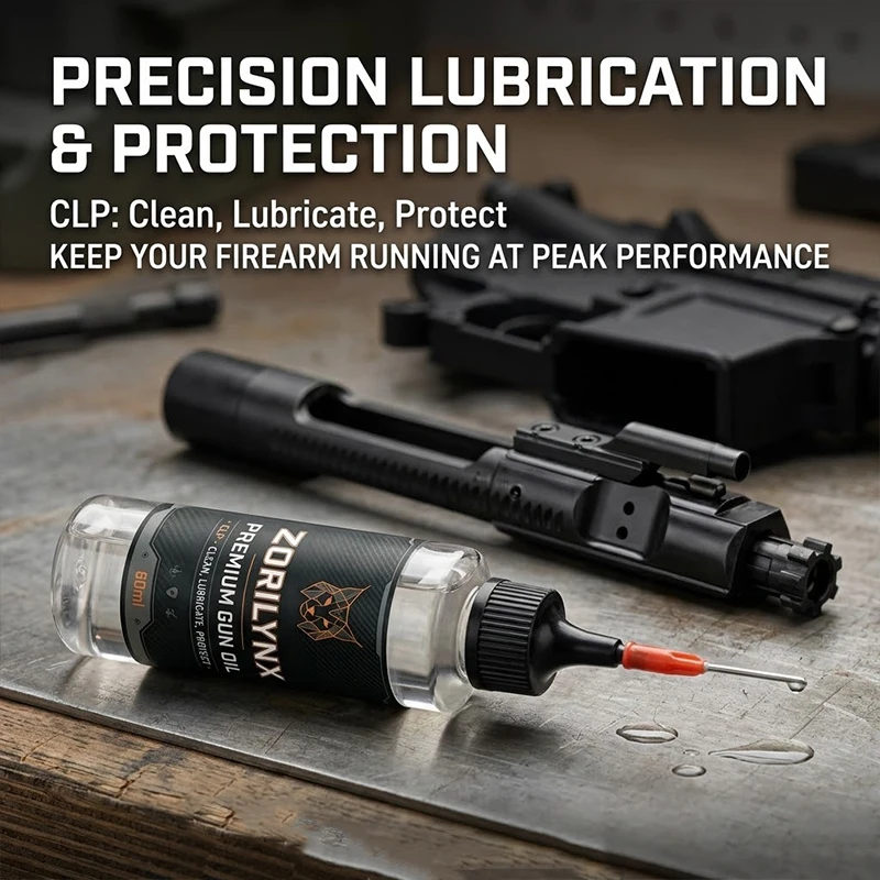 Tactical Gun Oil with Precision Needle Applicator for Smooth Cycling and Corrosion Resistance Maintenance 60ml ZORILYNX