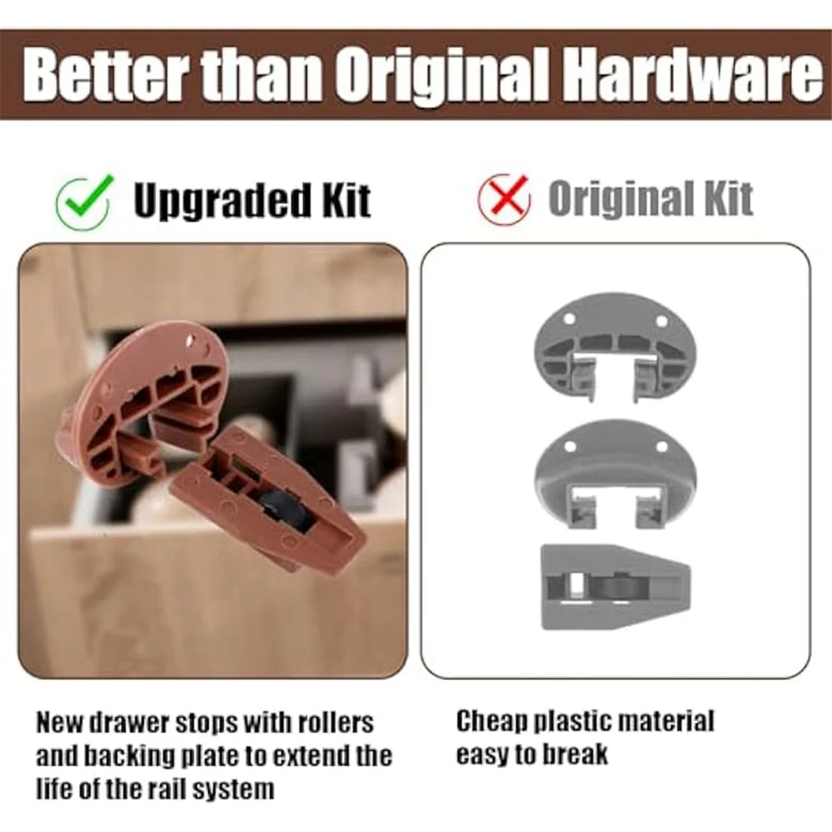 

ABNQ 8Sets Plastic Drawer Track Guides Kit,Drawer Slides Guides Replacement Parts for Center Mount Drawer Dresser Drawer