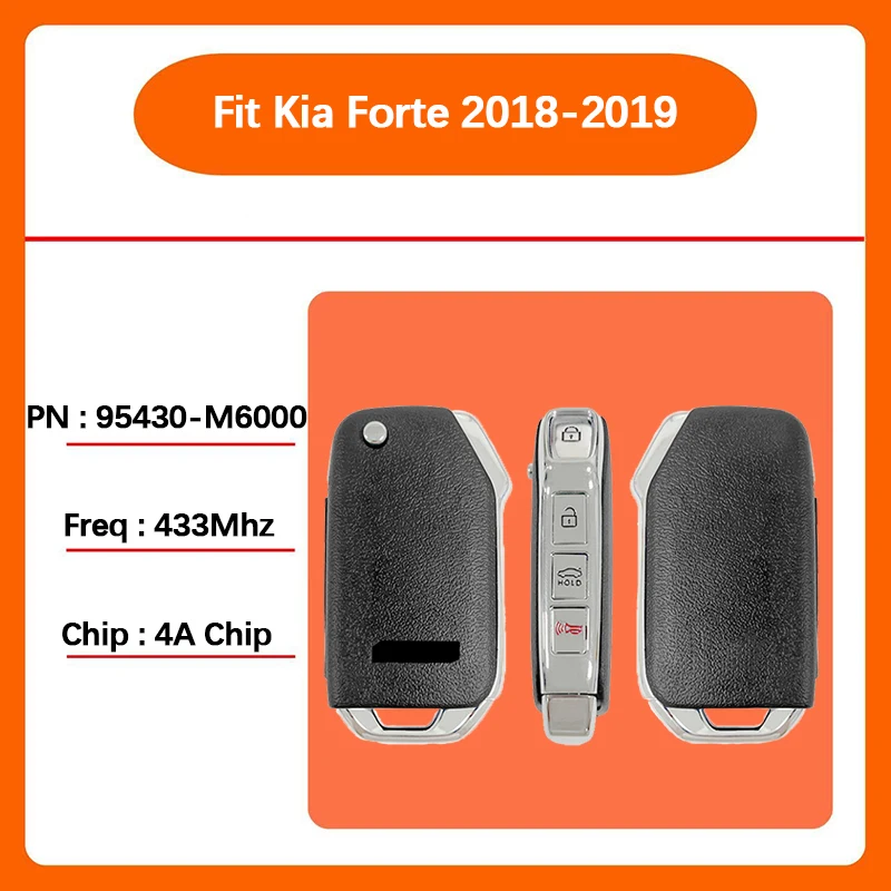 

CN051123 Aftermarket 4 кнопки умный дистанционный ключ FCC 95430-M6000 без чипа 433 МГц для Kia Forte 2018-2019