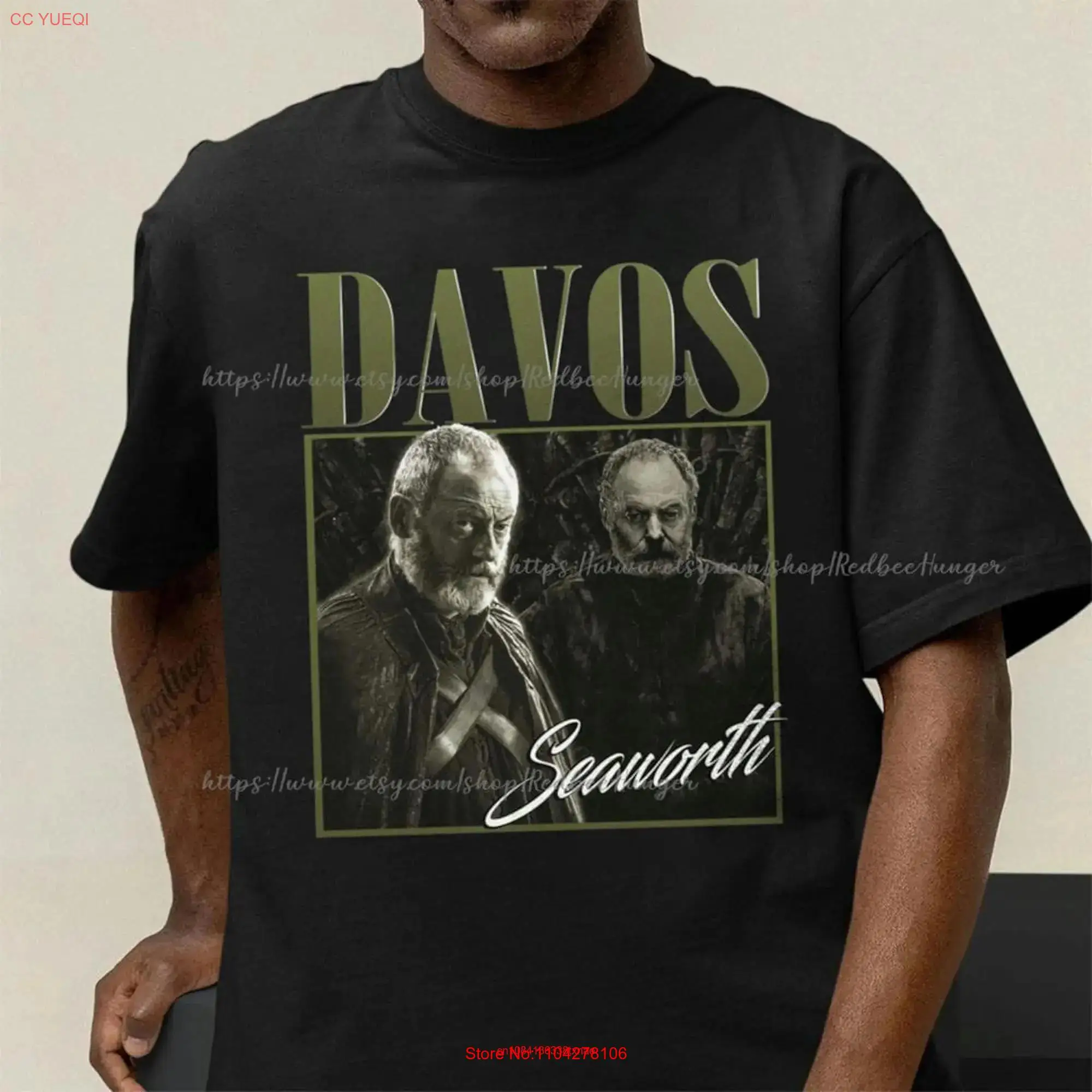 Limited Davos Seaworth Vintage T Shirt Actor Sweater GOT Movie Bootleg Homage 90s Halloween long or short sleeves