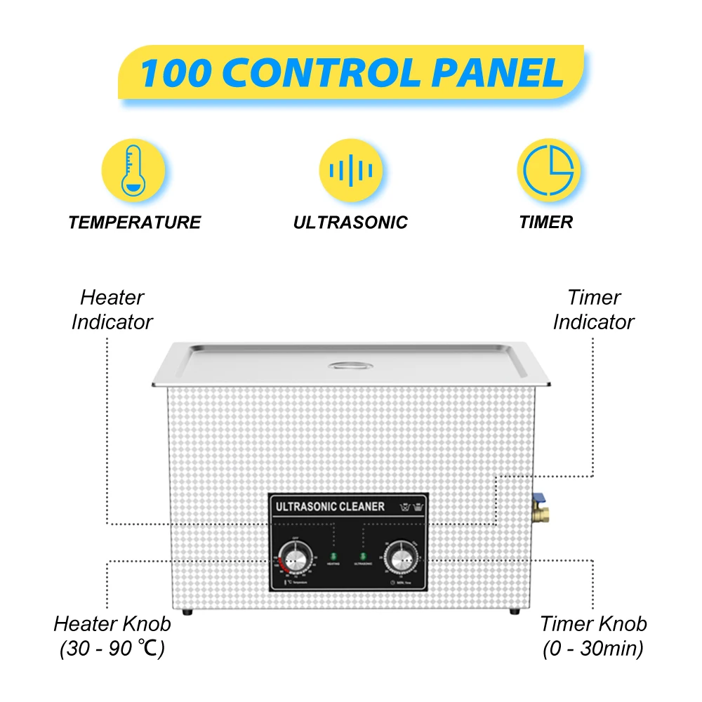 

Ultrasonic Cleaner Bath 0.8L 2L 3L 4L 6L 10L 15L 22L 30L Mechanical Knob Control EU RU Local Warehouse