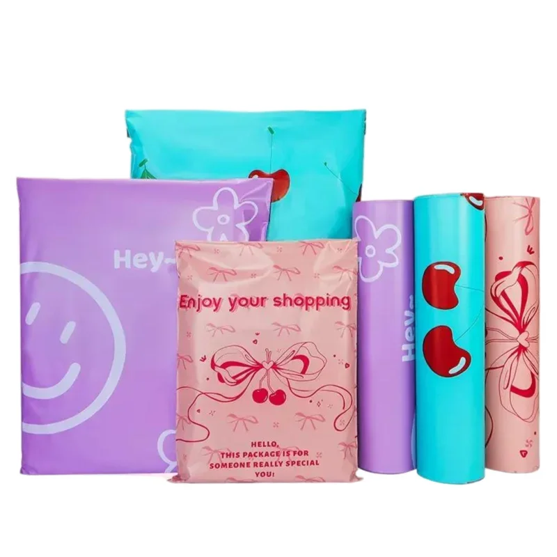 New Pink Express Bags Cute Bow Knot Delivery Bag Packing Shoe Envelopes PE Self Adhesive Courier Pouch Mailing Storage Bags