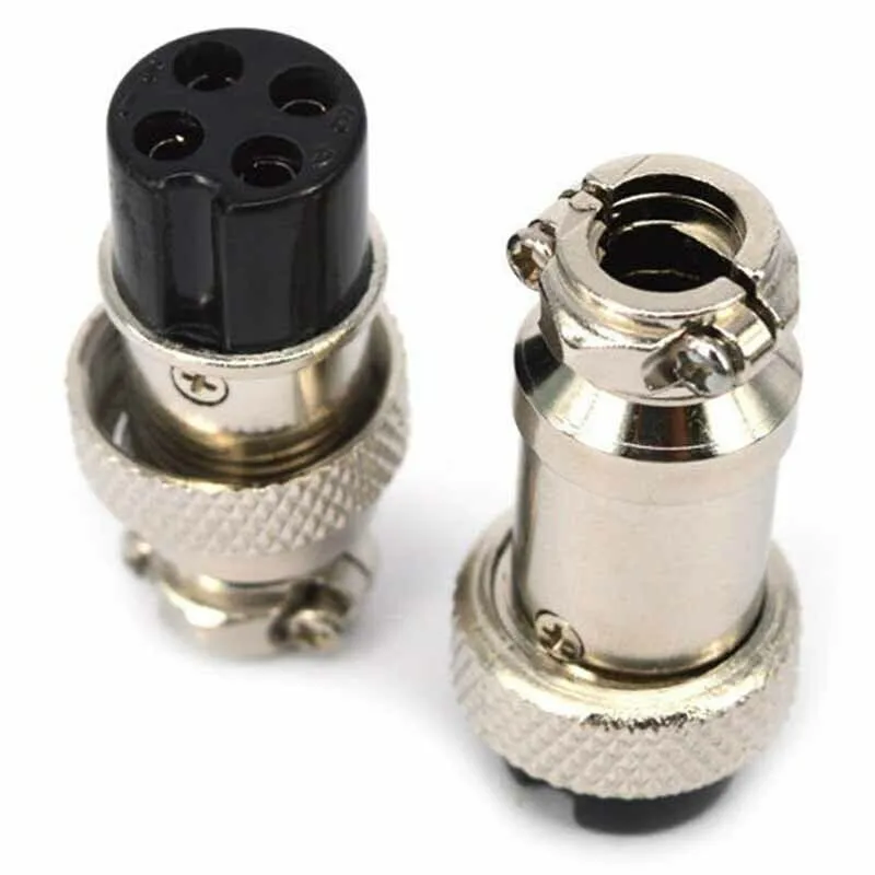 GX16-4 4-Pin Aviation Connector Kit 5 Pairs Metal Panel Mount Socket for Power Systems and Marine Applications