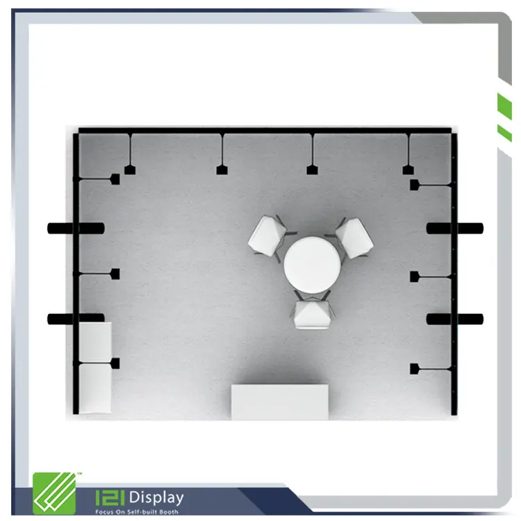 Cabina de comercio en forma de U con soporte de exhibición modular de aluminio 3x6
