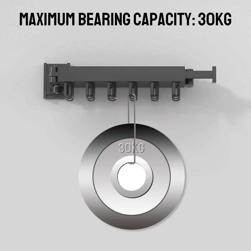 Indoor and Outdoor Aluminum Folding Clothes Hanger Cloth Drying Rack Space Saving Wall Mount Retractable