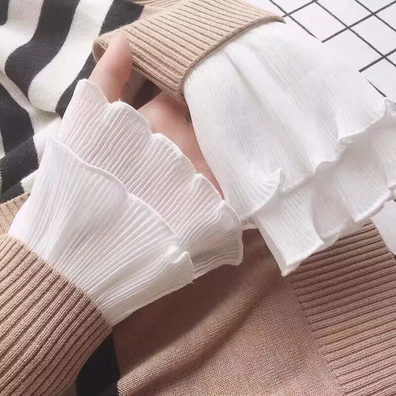 

Womens Detachable Fairy Wrist Ruffle Cuffs White Flared False Sleeves For Sweater Dress Clothing Accessories