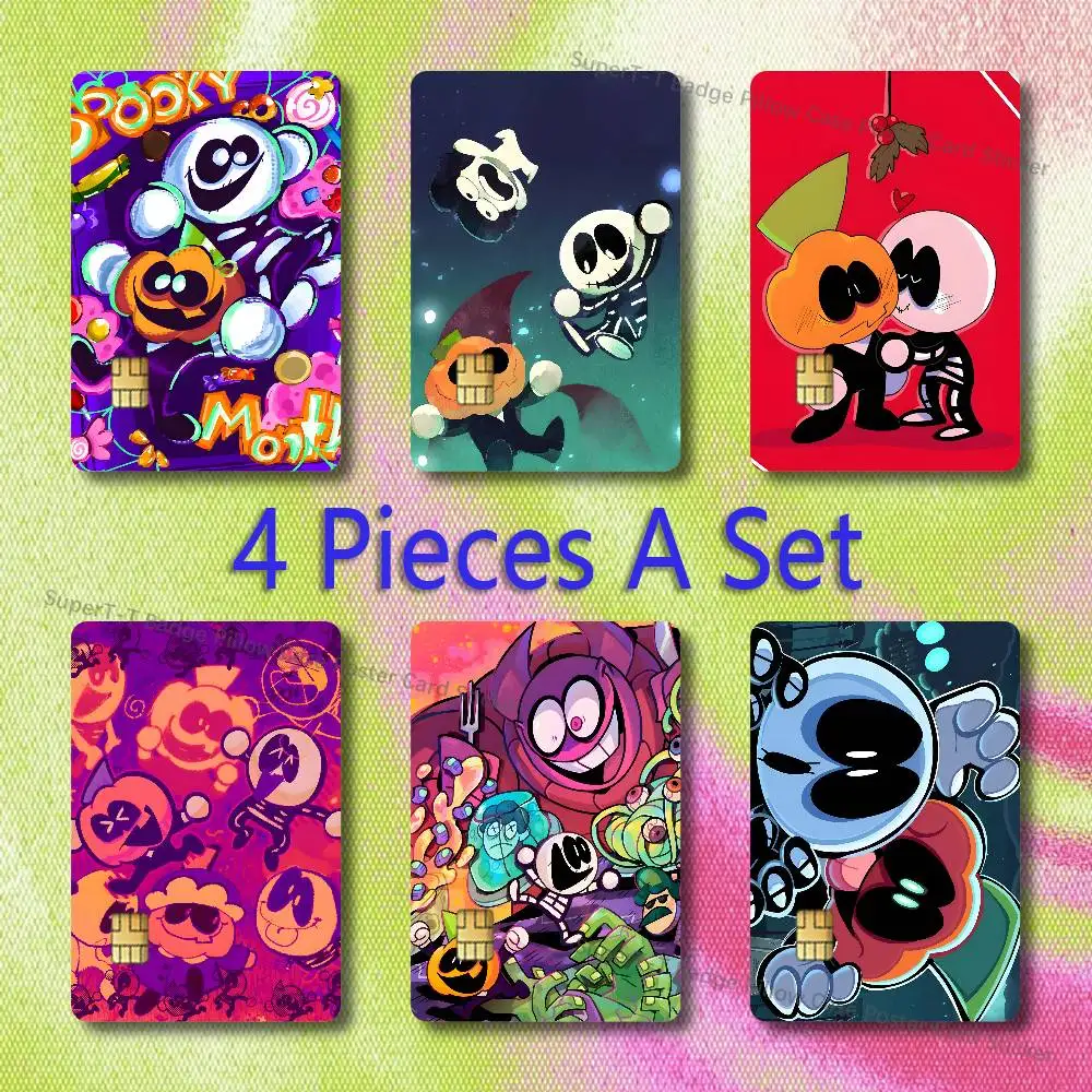 S-Spooky Month Credit Debit Card Sticker Bus Pass Diy Waterproof Small Chip Film Sticker Decoration