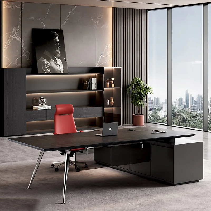 ^Display Aesthetic Office Desk Modern Decoration Design Wooden Executive Office Desk Drawer Storage Scrivania Salon Furniture