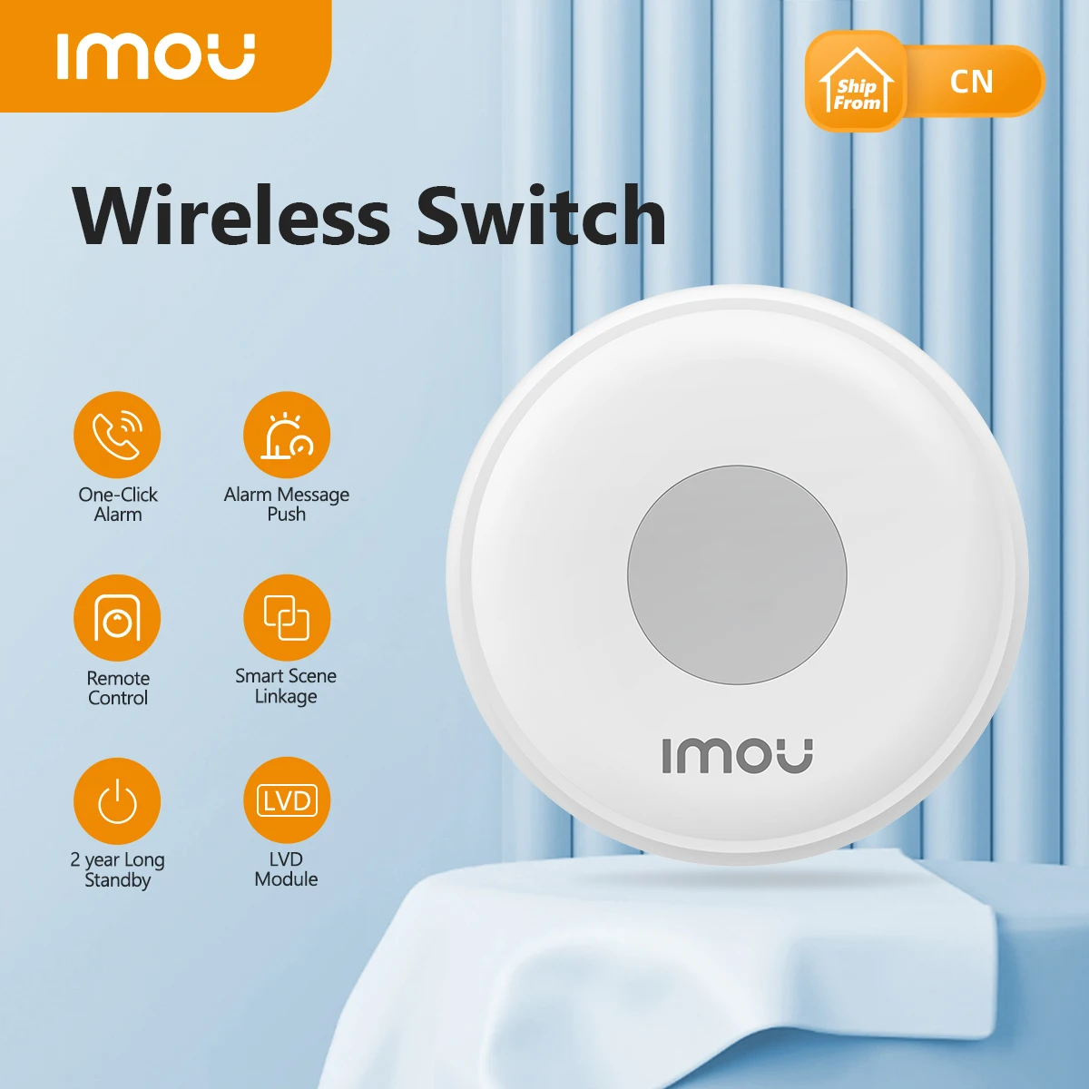 Imou modul LVD Remote Control nirkabel, saklar darurat ZigBee 3.0 Remote Control nirkabel, rumah cerdas melalui Gateway