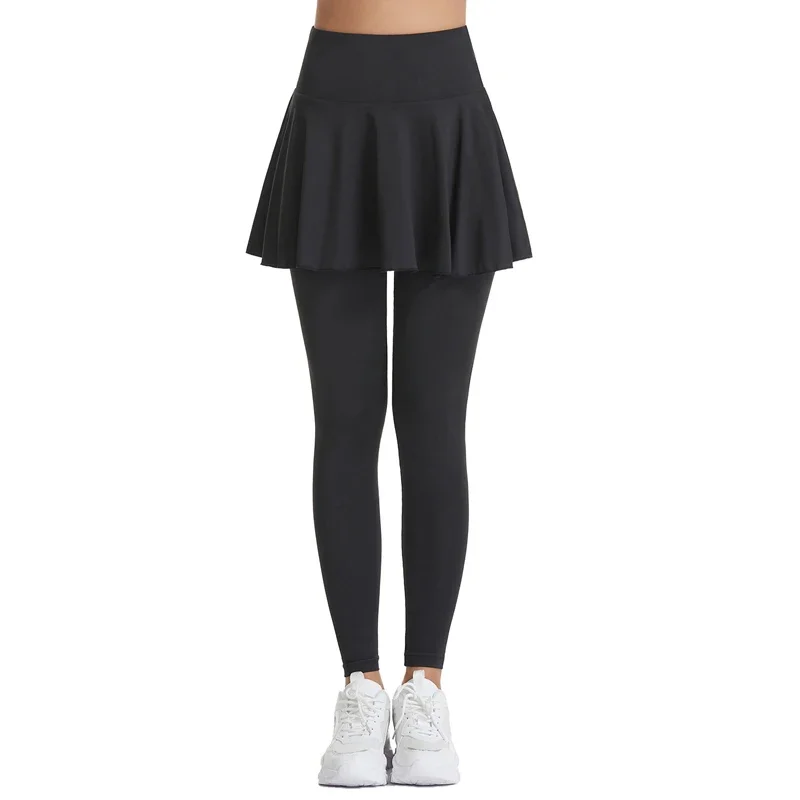 Tennis Skirted Leggings with Pocket  Women High Waisted Active Skort Active Ruffle Pleated Golf Skapri with Skirt