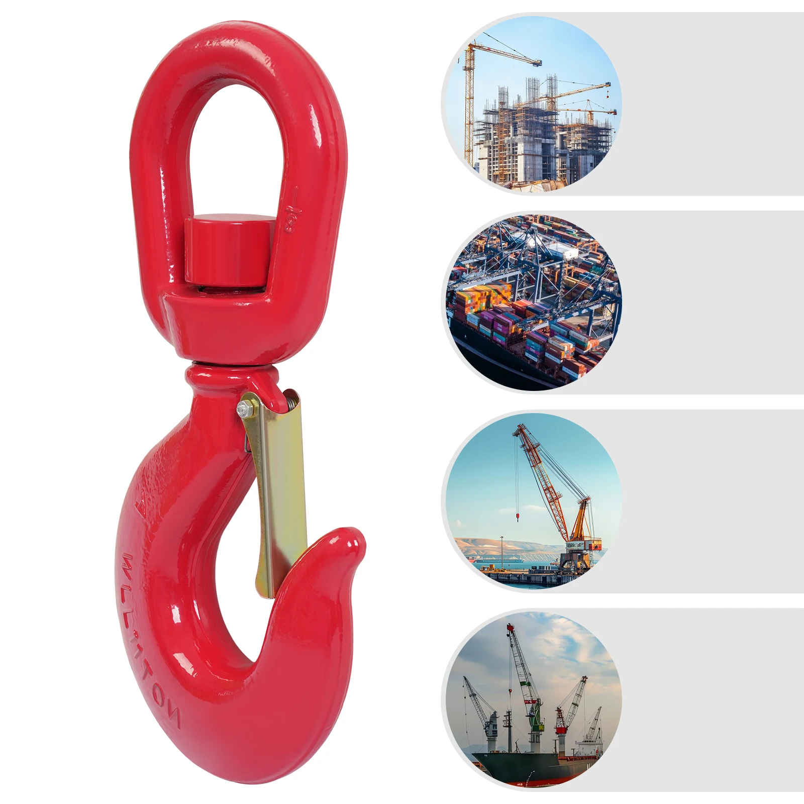 11T Locking Swivel Hook Lifting Hook with Safety Latch 360° Rotating Safety Latch 24250LB Capacity for Heavy Lifting
