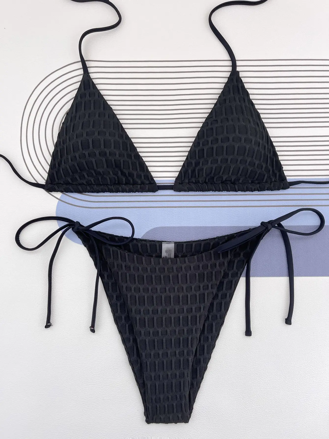2025 New Wrinkled Halter Mini Bra Brazilian Bikini Female Swimsuit Women Swimwear Two-pieces Bikini set Bather Bathing Suit Swim