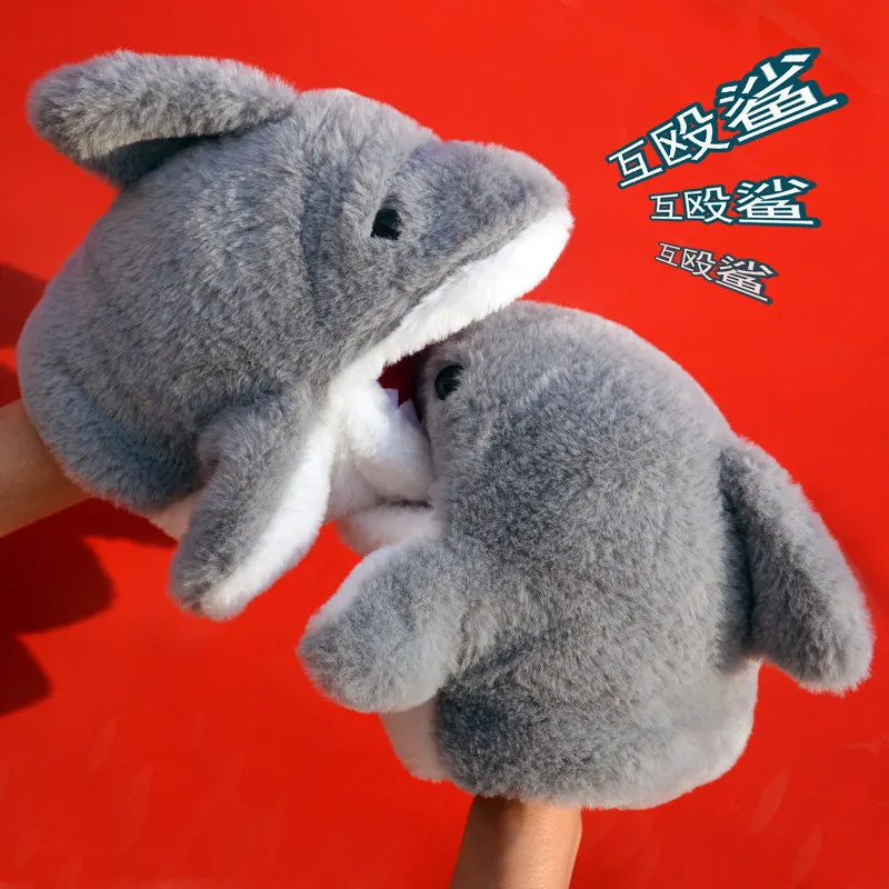 Cute Hungry Shark Plush Hand Puppet Interactive Prank Toy for Kids and Couples Performance Props