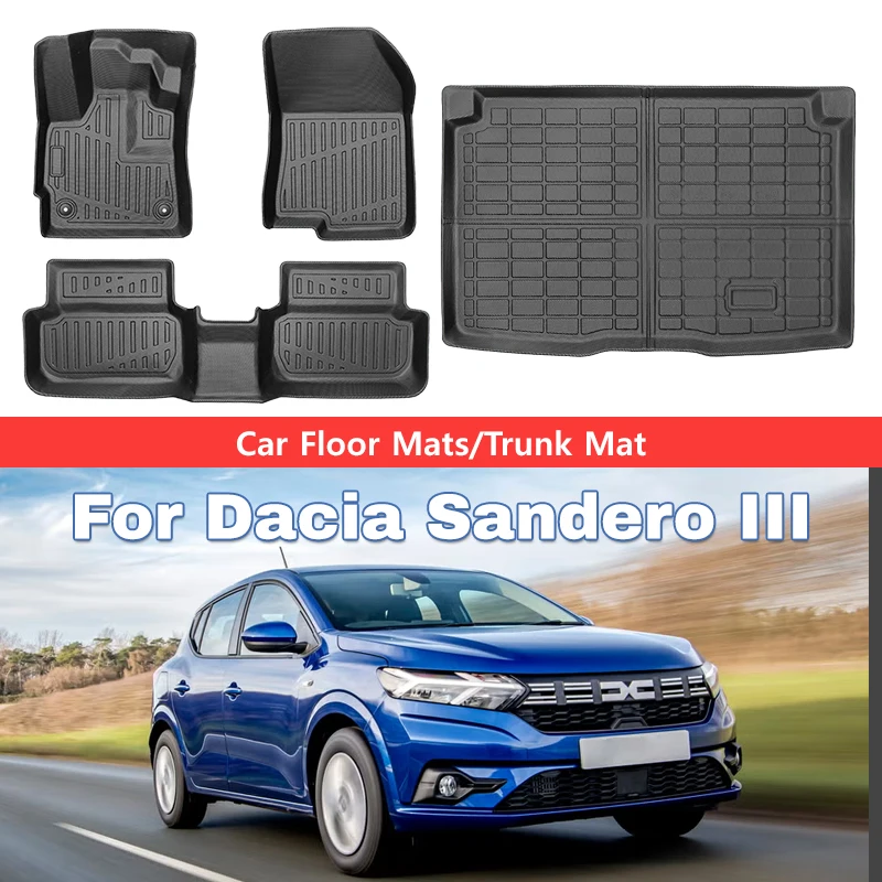 

Car Floor Mats for Dacia Sandero III 2023 TPE All Weather Waterproof Non-slip Wear-resistant Trunk Liner Car Accessories