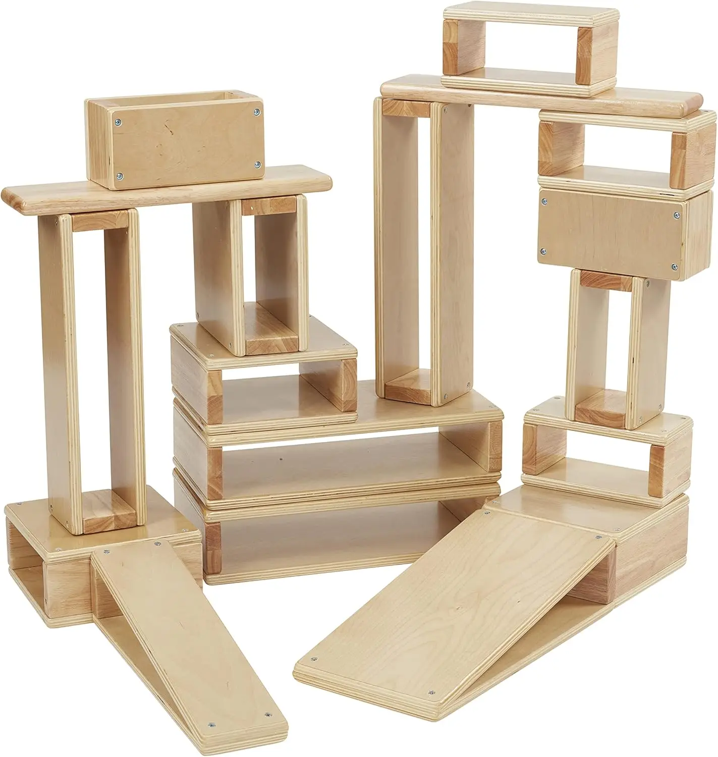 Hohlblock-Set, Holzspielzeug, natur, 18-teilig