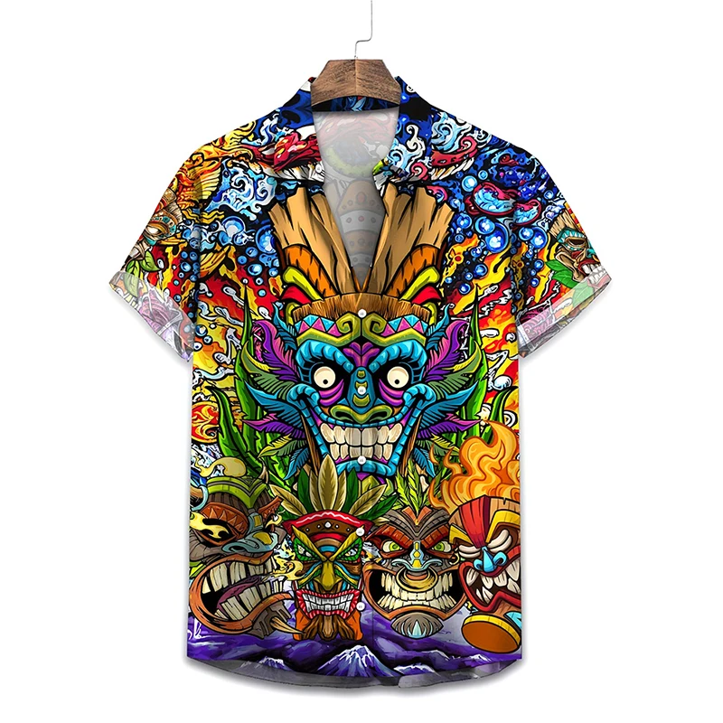 

Hawaiian Vacation Men's Beach Shirt Fashion Design Men's Colorful Button Down Shirt Clothing Large Size Lapel Button Shirts Top