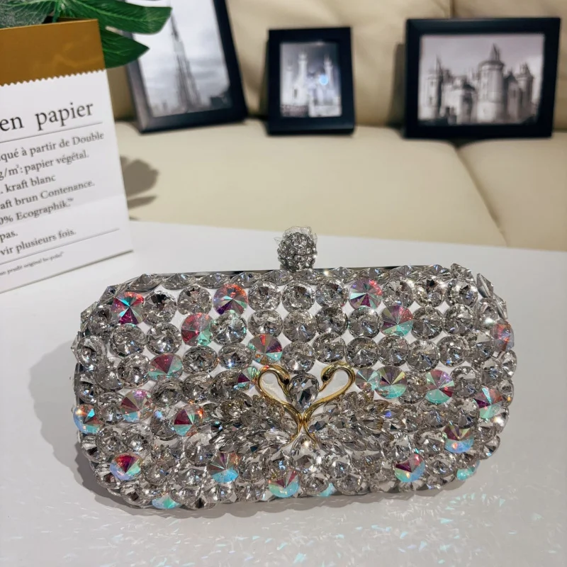 Newclutch bagMetallic Floral Clutch Bag with Rhinestones for Party and Evening Events