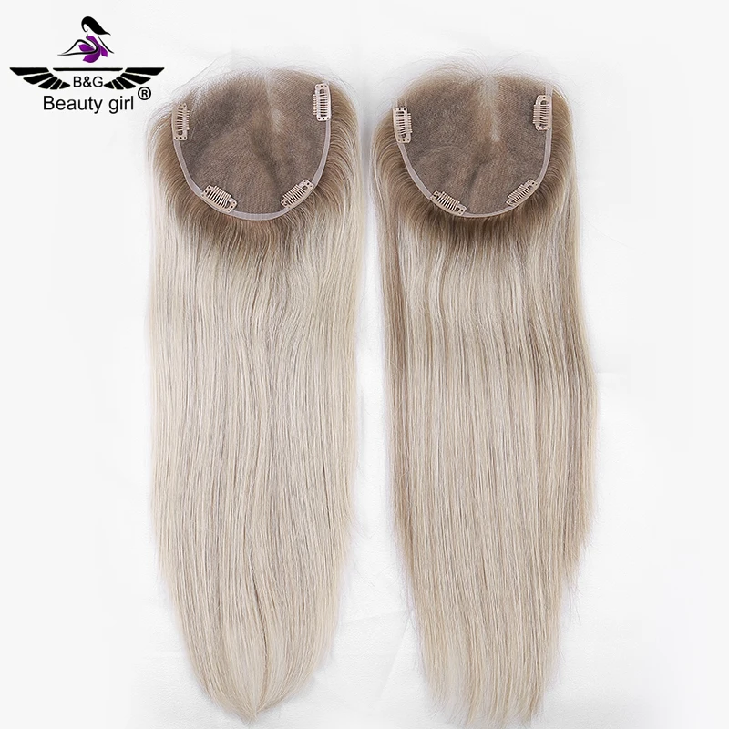 

Blond Platine With Highlight European Human Hair Closure 6X6 Inch Natural Hair Line Swiss Lace Front Topper