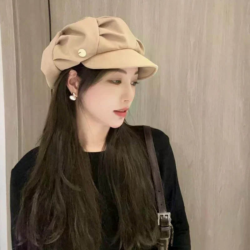 Octagonal Beret Hats Wool Newsboy Hat Women Cloud Street Brim Cap Outdoor Berets Caps